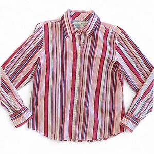 Tommy Hilfiger Women’s button down striped Pastel Y2K Cotton multicolored large